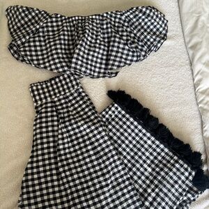 Misa Los Angeles Black and White Gingham Jumpsuit